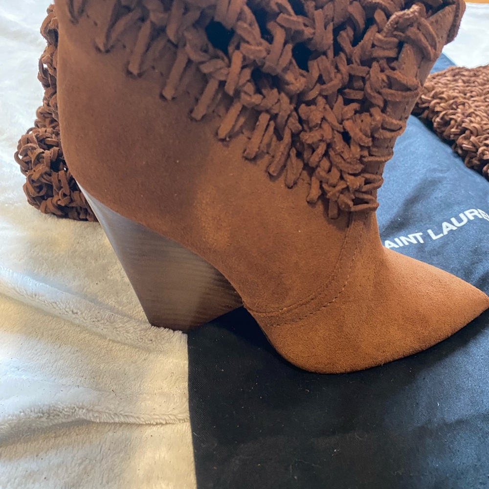 Saint Laurent Nikki 105 Twine Suede Boots - Picture 3 of 7